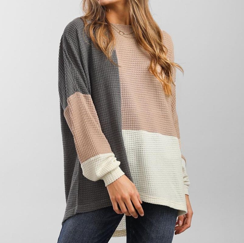 BKE Color Block Knit Top, Size S